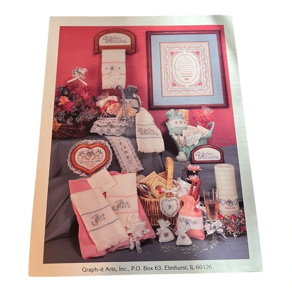 8 Vintage Cross Stitch Patterns Birthday Anniversary Clock Garden Wedding VGC